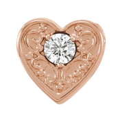 14K Rose Natural White Sapphire Heart Slide Pendant