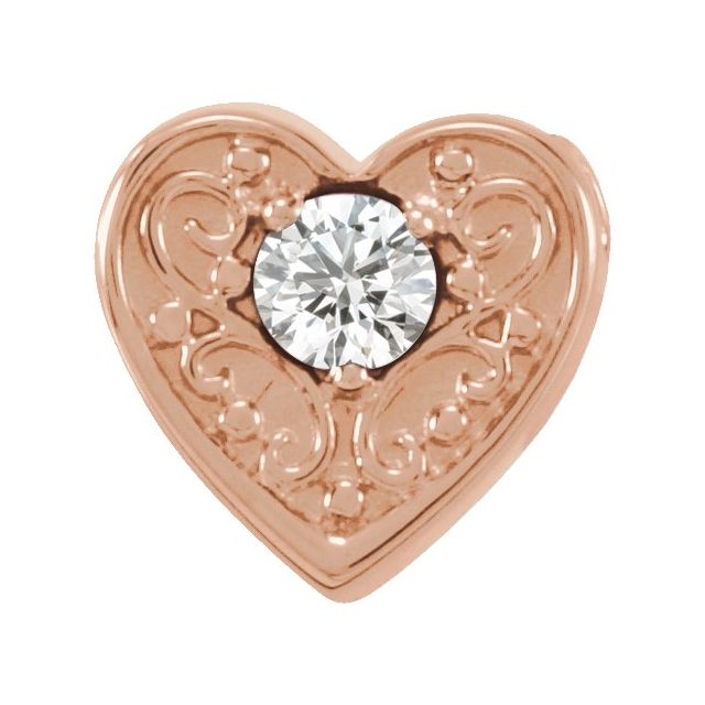 14K Rose Natural White Sapphire Heart Slide Pendant