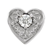 14K White Natural White Sapphire Heart Slide Pendant