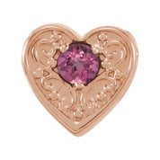14K Rose Natural Pink Tourmaline Heart Slide Pendant