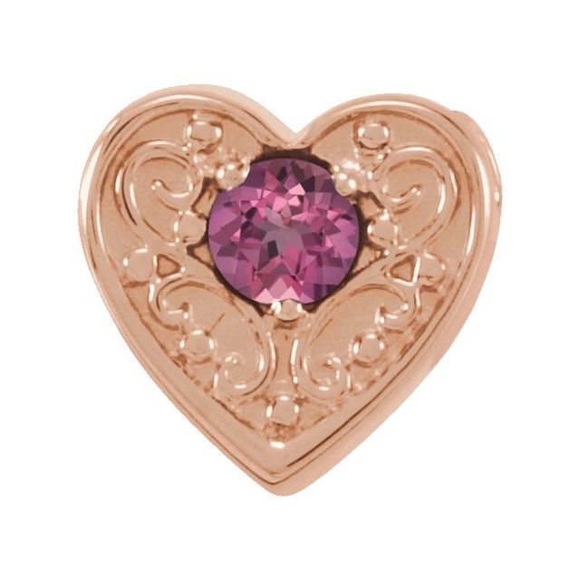14K Rose Natural Pink Tourmaline Heart Slide Pendant