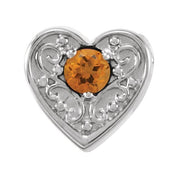 Sterling Silver Natural Citrine Heart Slide Pendant
