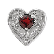 14K White Natural Mozambique Garnet Heart Slide Pendant