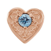 14K Rose Natural Aquamarine Heart Slide Pendant