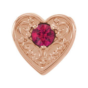 14K Rose Natural Ruby Heart Slide Pendant