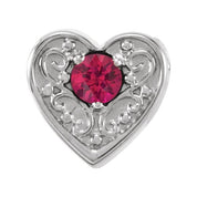 Sterling Silver Natural Ruby Heart Slide Pendant