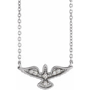 Sterling Silver .05 CTW Natural Diamond Petite Holy Spirit 18" Necklace