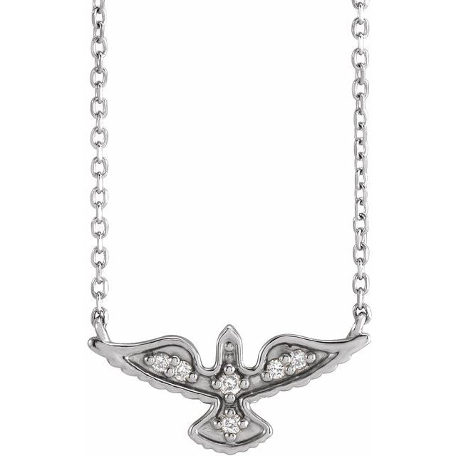 Sterling Silver .05 CTW Natural Diamond Petite Holy Spirit 18" Necklace