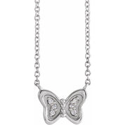Platinum .025 CTW Natural Diamond Butterfly 18" Necklace