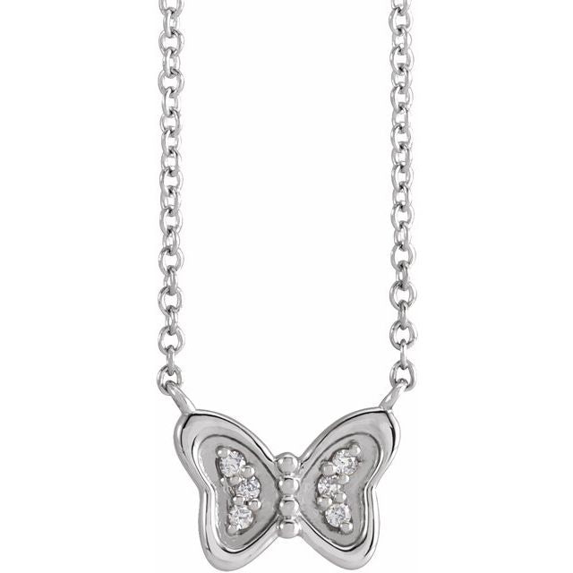 14K .025 CTW Natural Diamond Butterfly 18" Necklace