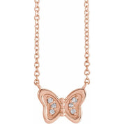 14K .025 CTW Natural Diamond Butterfly 18" Necklace