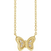 14K .025 CTW Natural Diamond Butterfly 18" Necklace