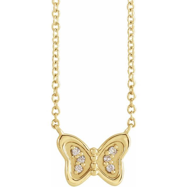 14K .025 CTW Natural Diamond Butterfly 18" Necklace
