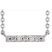 Sterling Silver .07 CTW Natural Diamond French-Set Bar 18" Necklace
