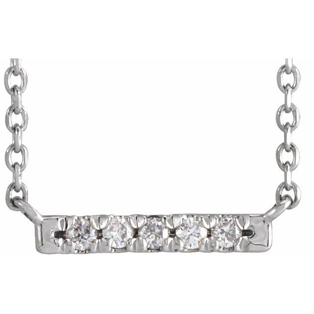 Sterling Silver .07 CTW Natural Diamond French-Set Bar 18" Necklace