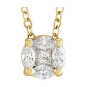 14K 1/6 CTW Natural Diamond Cluster Necklace 16-18"