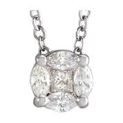 14K 1/6 CTW Natural Diamond Cluster Necklace 16-18"