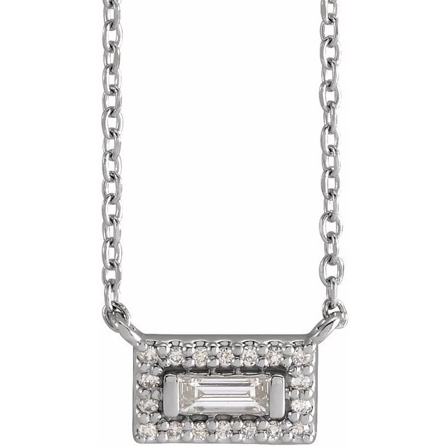 Sterling Silver 1/10 CTW Natural Diamond Halo-Style 18" Necklace