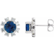 Lab-Grown Gemstone and Natural Diamond Snowflake Halo Stud Earrings Series 2000028