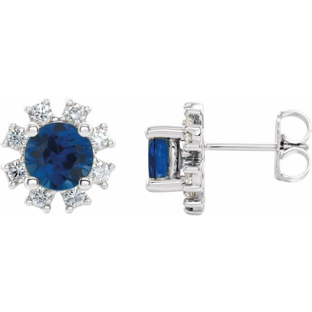 Lab-Grown Gemstone and Natural Diamond Snowflake Halo Stud Earrings Series 2000028