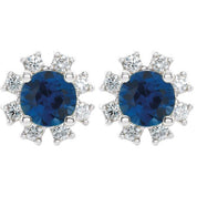 Lab-Grown Gemstone and Natural Diamond Snowflake Halo Stud Earrings Series 2000028