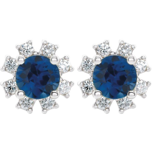 Lab-Grown Gemstone and Natural Diamond Snowflake Halo Stud Earrings Series 2000028