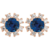 Lab-Grown Gemstone and Natural Diamond Snowflake Halo Stud Earrings Series 2000028