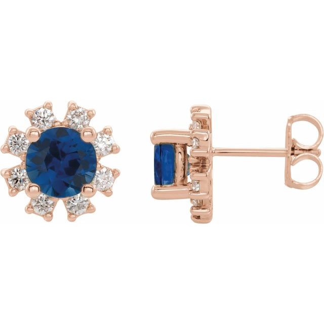 Lab-Grown Gemstone and Natural Diamond Snowflake Halo Stud Earrings Series 2000028