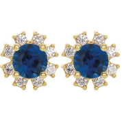 Lab-Grown Gemstone and Natural Diamond Snowflake Halo Stud Earrings Series 2000028