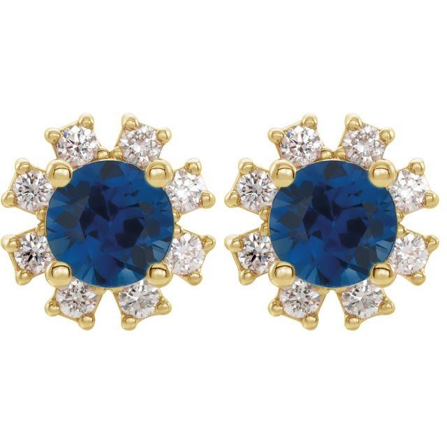 Lab-Grown Gemstone and Natural Diamond Snowflake Halo Stud Earrings Series 2000028