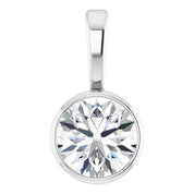 14K White 1/3 CT Natural Diamond Bezel-Set Solitaire Pendant