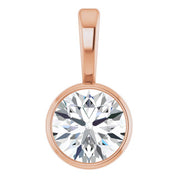14K Rose 1/3 CT Natural Diamond Bezel-Set Solitaire Pendant