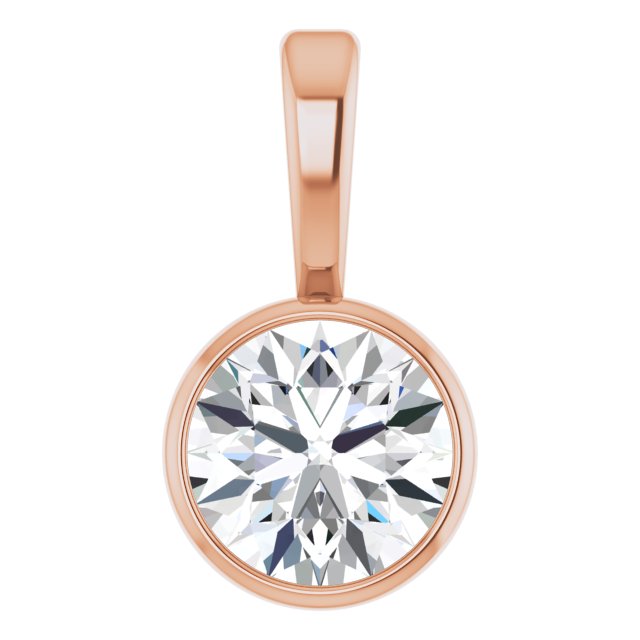 14K Rose 1/3 CT Natural Diamond Bezel-Set Solitaire Pendant