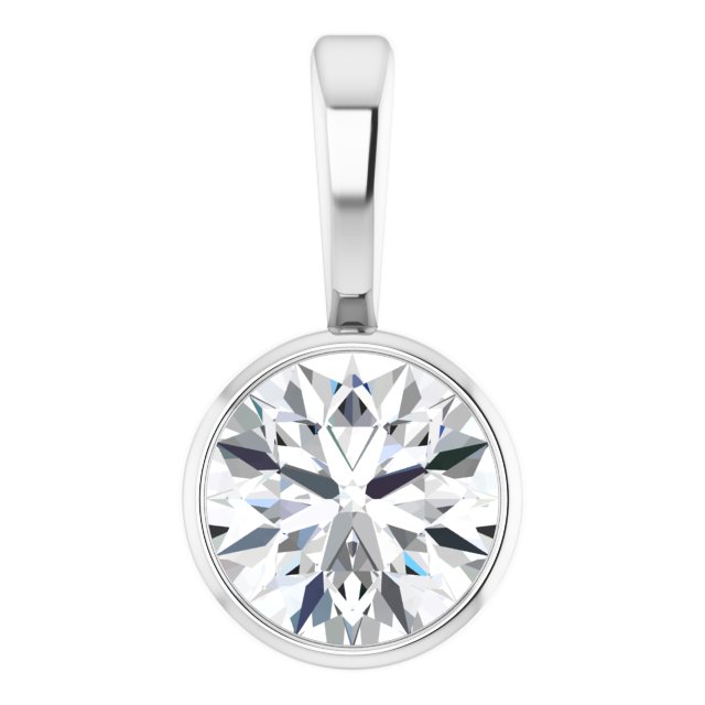 14K White 1/3 CT Lab-Grown Diamond Bezel-Set Solitaire Pendant