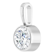 14K White 1/3 CT Lab-Grown Diamond Bezel-Set Solitaire Pendant