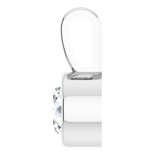 Sterling Silver 1/3 CT Natural Diamond Bezel-Set Solitaire Pendant
