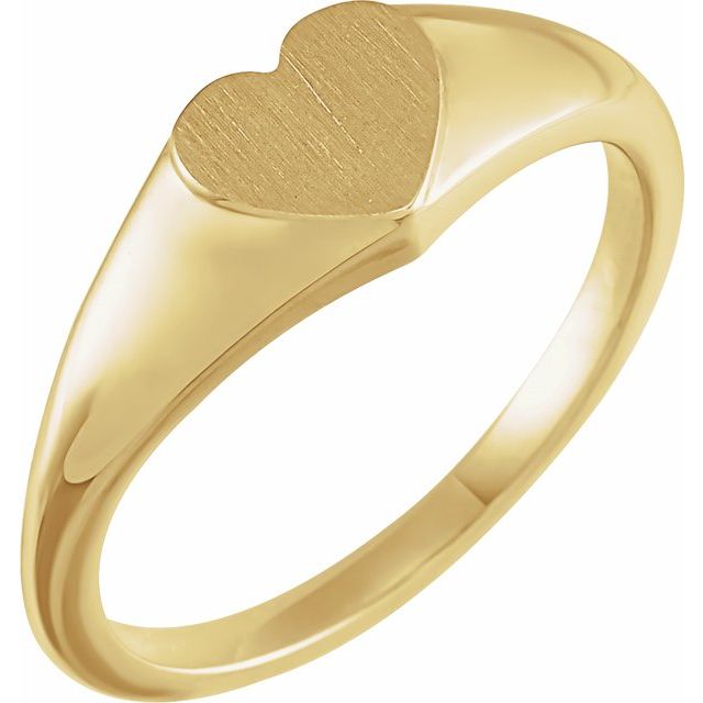 18K Yellow Heart Signet Ring