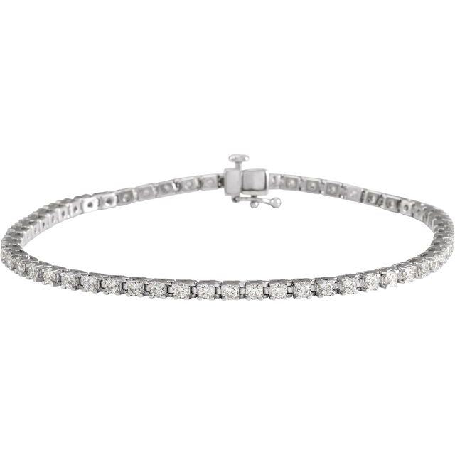 14K White 3 CTW Natural Diamond Line 7 1/4" Bracelet