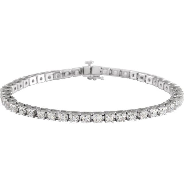 14K White 5 CTW Natural Diamond Line 7 1/4" Bracelet