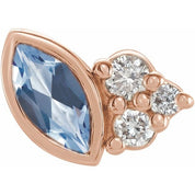 14K Rose Natural Aquamarine & .03 CTW Natural Diamond Left Earring