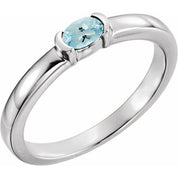 Sterling Silver Natural Aquamarine Family Stackable Ring