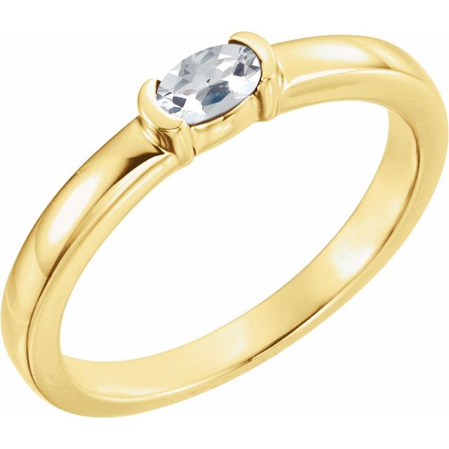14K Yellow Natural White Sapphire Family Stackable Ring
