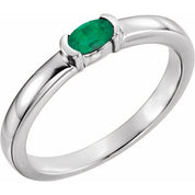 Sterling Silver Lab-Grown Emerald Family Stackable Ring