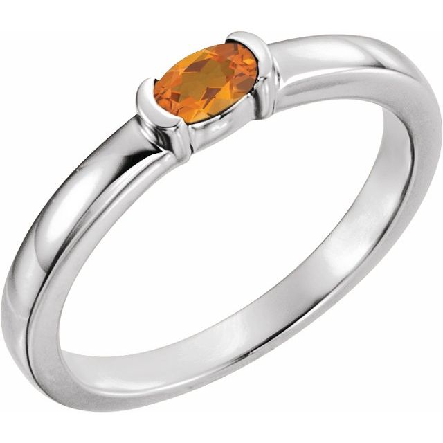 Sterling Silver Natural Citrine Family Stackable Ring