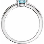 Sterling Silver Natural Blue Zircon Family Stackable Ring
