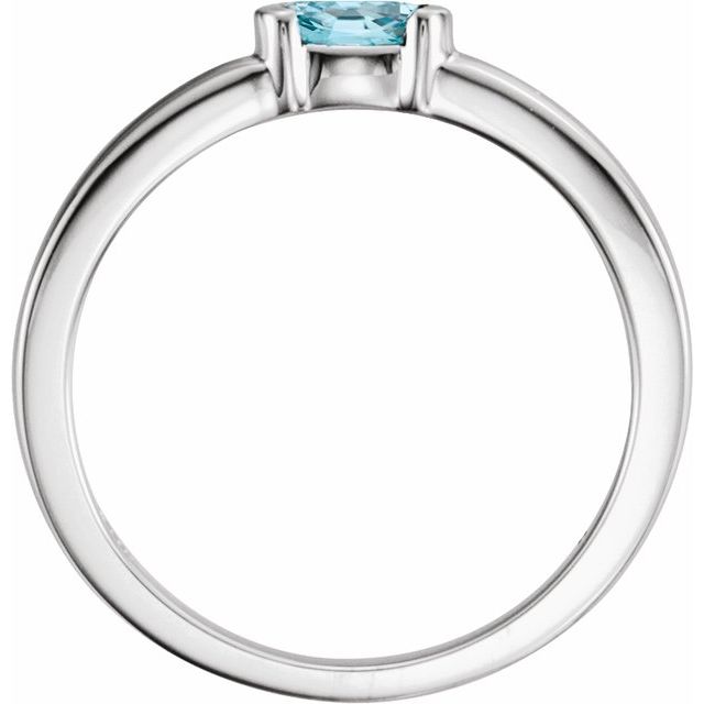Sterling Silver Natural Blue Zircon Family Stackable Ring