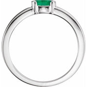 Sterling Silver Natural Emerald Family Stackable Ring