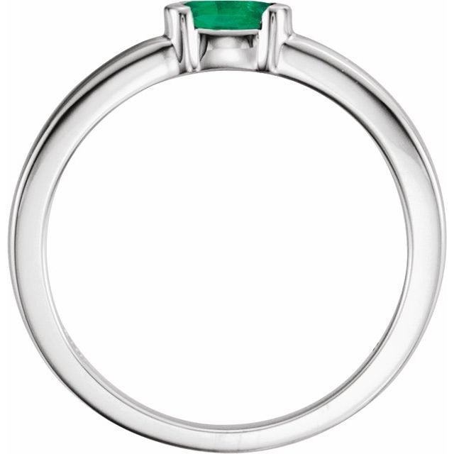 Sterling Silver Natural Emerald Family Stackable Ring