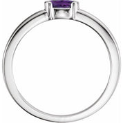 Sterling Silver Natural Amethyst Family Stackable Ring