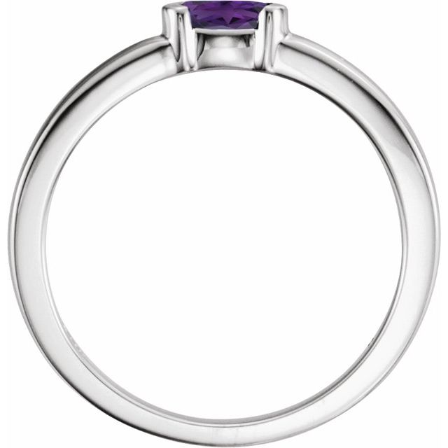 Sterling Silver Natural Amethyst Family Stackable Ring